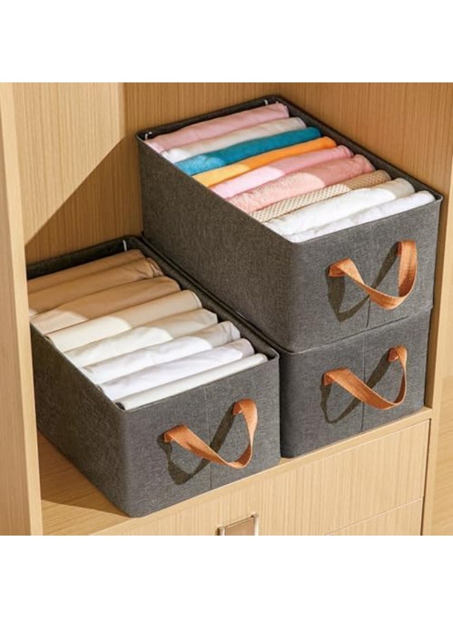 3 قطع من صندوق تخزين اوكسفورد لتنظيم الملابس والفوط والمفروشات قابل للطي ، مقاس 44*30*20 سم (رمادى) - Image 1